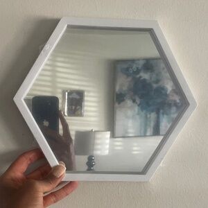 NWOT White Hexagon Mirror